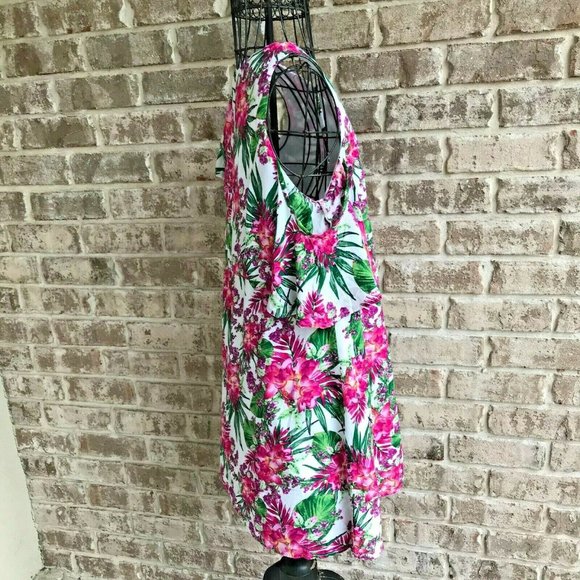 Umgee Cold Shoulder Dress Small Floral Keyhole - Picture 13 of 14